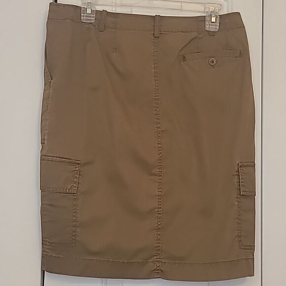 Eileen Fisher Cotton Tencel Twill Cargo Pocket Olive Khaki Mini Skirt Size S - Picture 6 of 12